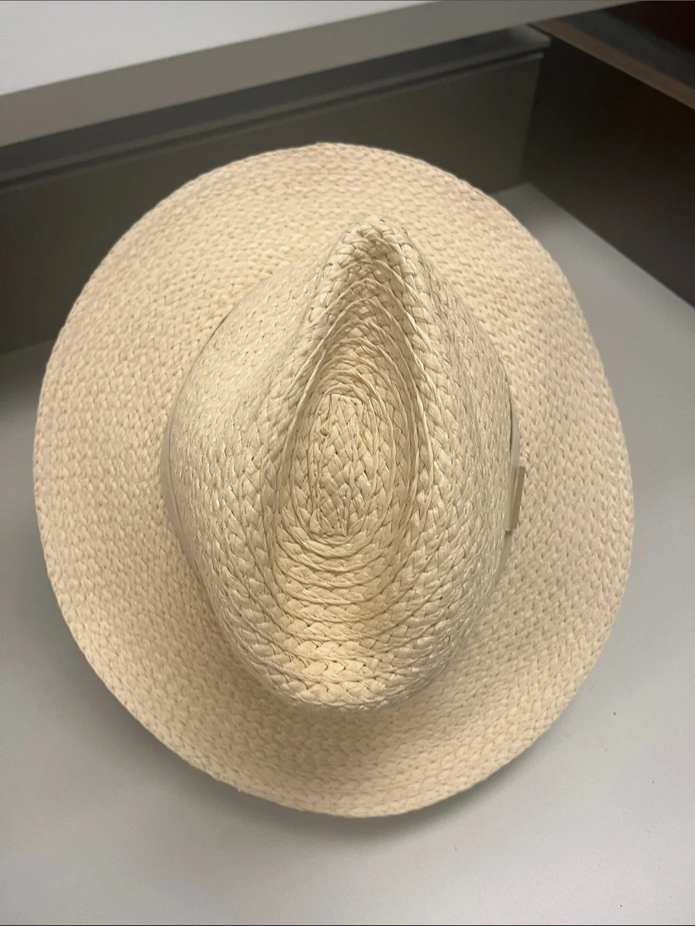 Vince Camuto Cream Straw Fedora with Grosgrain Band